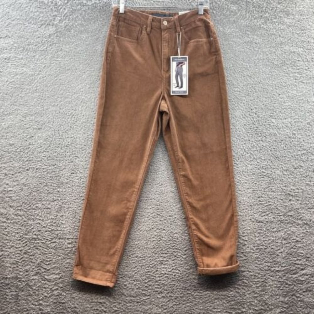 Indigo‎ Rising Pants Junior Girls Size 7 Brown Corduroy High Rise Mom Fit Pants